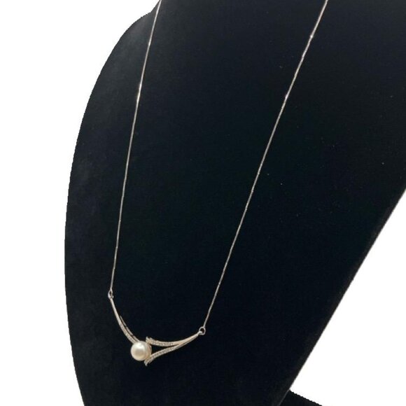 Pearl and Diamond Necklace, 10KT White Gold, 18.50” in Length, 3.04gm - Picture 13 of 15